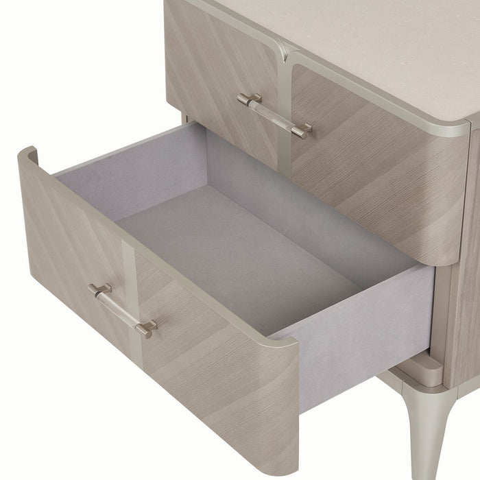 AICO Lanterna Nightstand in Silver Mist