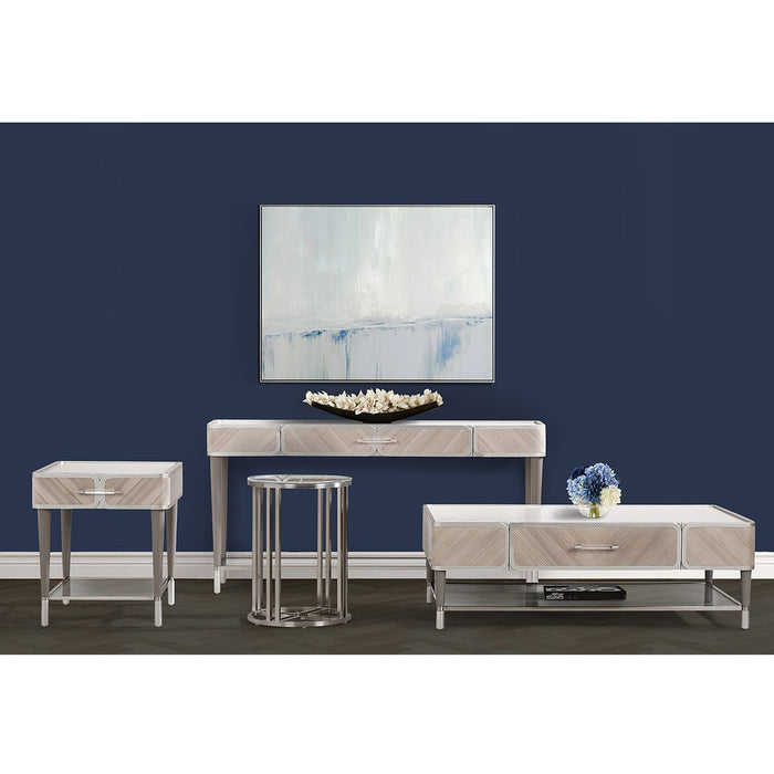AICO Lanterna Chairside Table in Silver Mist