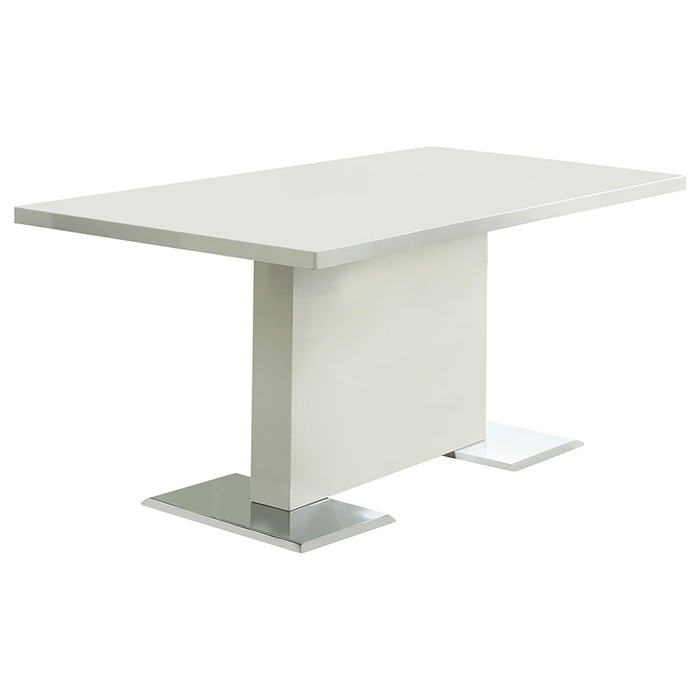 Anges T-shaped Pedestal Dining Table Glossy White - Royal Furniture & Gifts (MI) - Multi Location