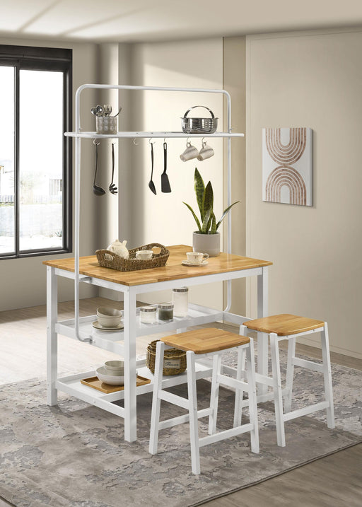 Edgeworth 3-piece Kitchen Island Counter Table Set White - Royal Furniture & Gifts (MI) - Multi Location