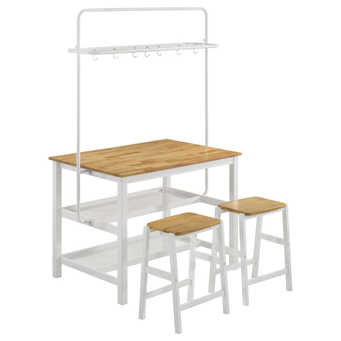 Edgeworth 3-piece Kitchen Island Counter Table Set White - Royal Furniture & Gifts (MI) - Multi Location