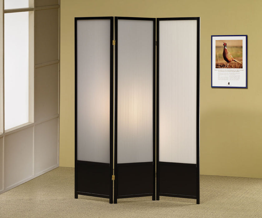 Calix 3-panel Folding Floor Screen Translucent and Black - Royal Furniture & Gifts (MI) - Multi Location