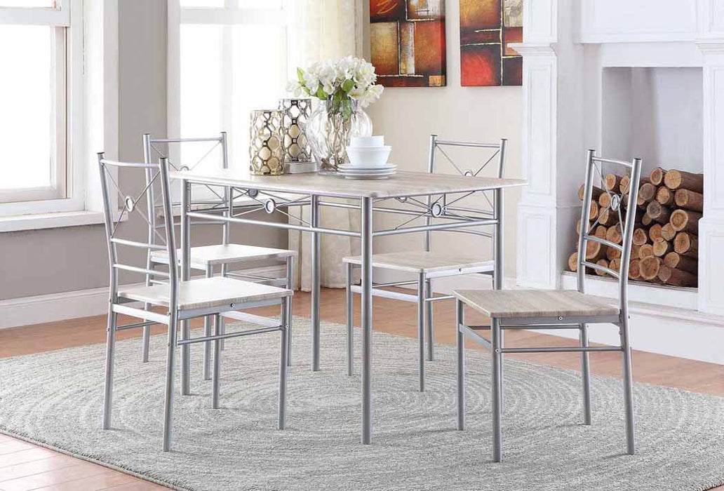 Anna Fontana 5-piece Rectangular Dining Set Brushed Silver - Royal Furniture & Gifts (MI) - Multi Location