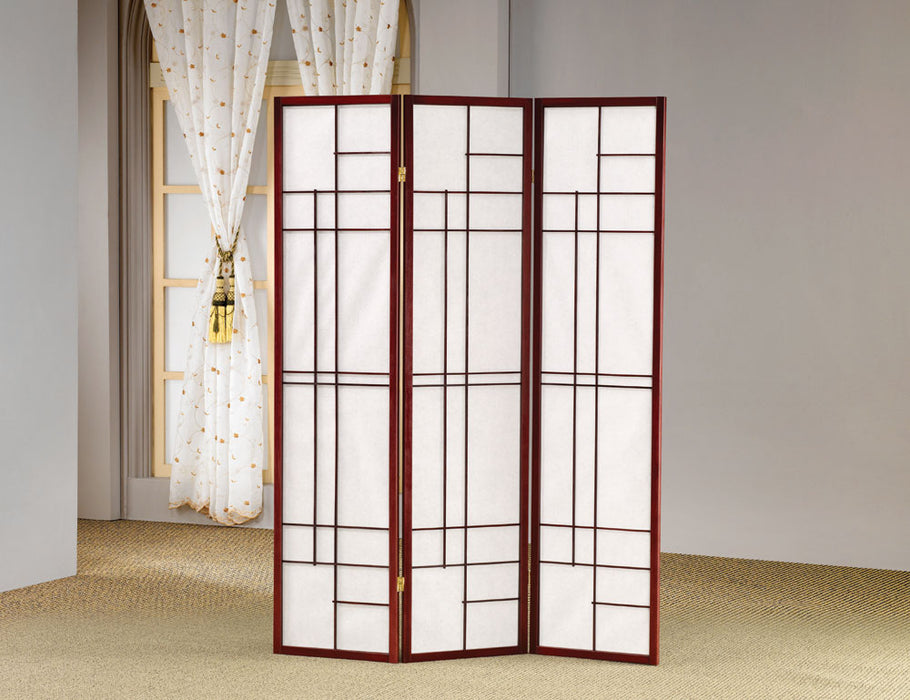 Katerina 3-panel Folding Floor Screen White and Cherry - Royal Furniture & Gifts (MI) - Multi Location