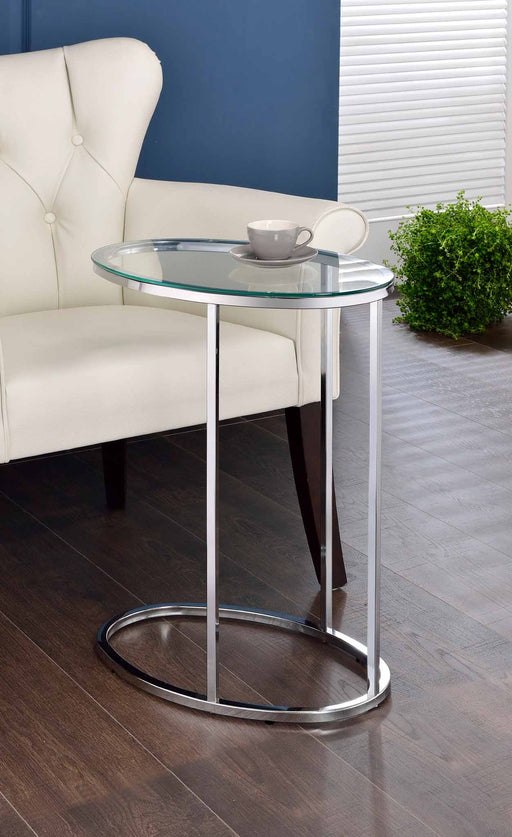 Kyle Oval Snack Table Chrome and Clear - Royal Furniture & Gifts (MI) - Multi Location
