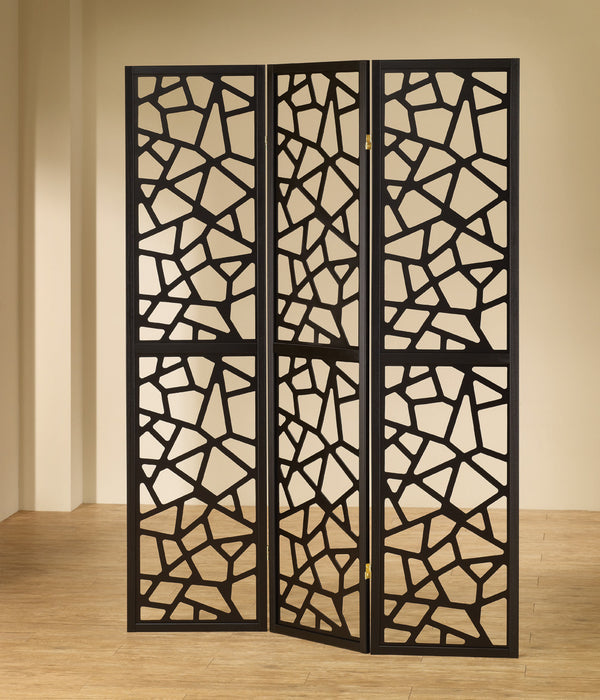 Nailan 3-panel Open Mosaic Pattern Room Divider Black - Royal Furniture & Gifts (MI) - Multi Location