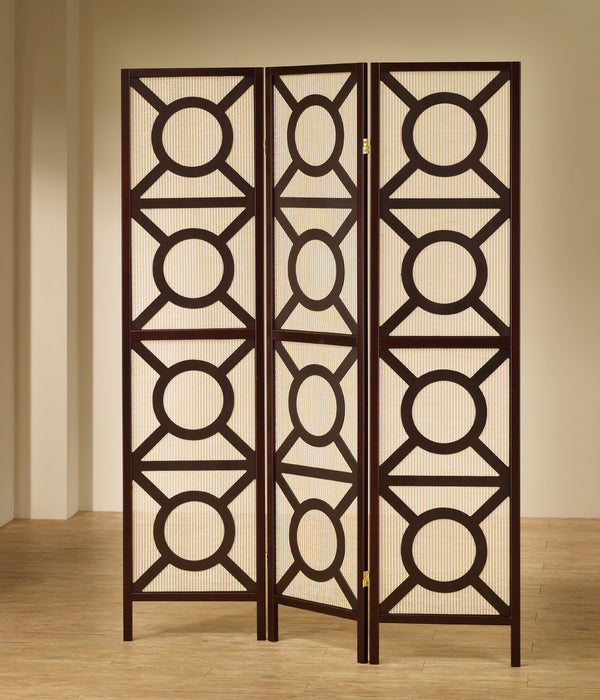 Vulcan 3-panel Geometric Folding Screen Tan and Cappuccino - Royal Furniture & Gifts (MI) - Multi Location