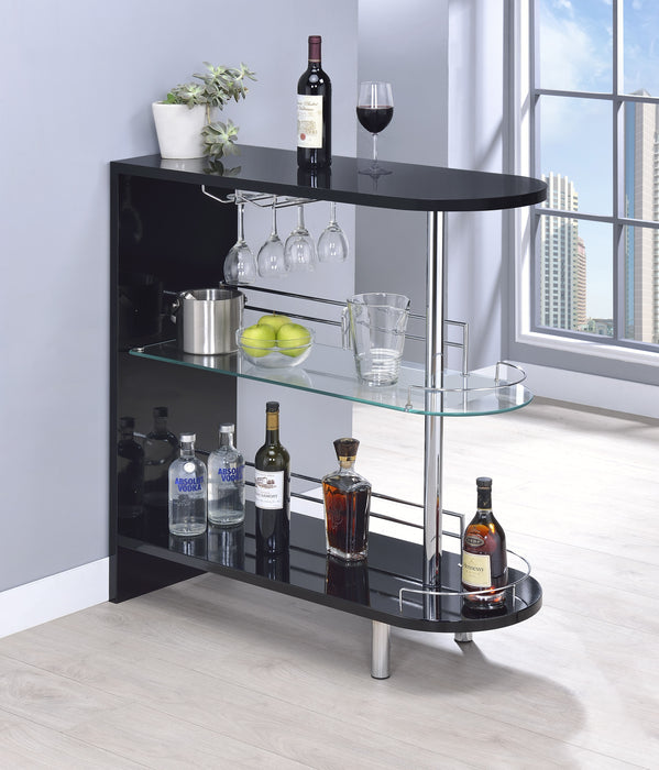 Adolfo 3-tier Bar Table Glossy Black and Clear - Royal Furniture & Gifts (MI) - Multi Location