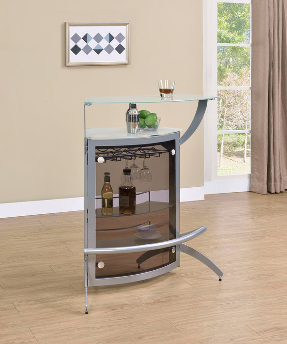 Dallas 2-shelf Home Bar Silver and Frosted Glass - Royal Furniture & Gifts (MI) - Multi Location