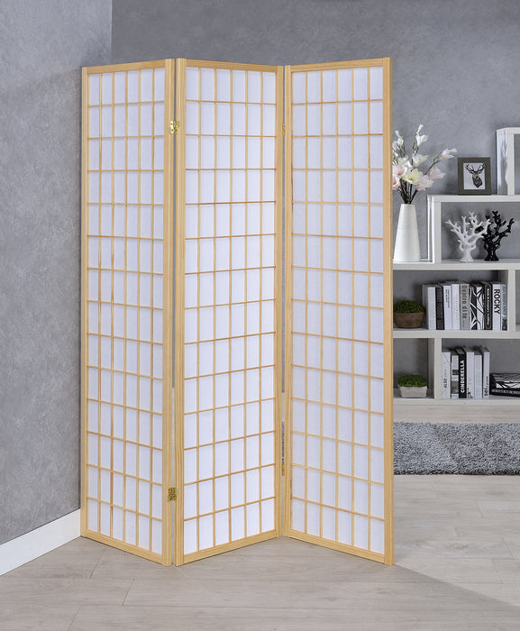 Carrie 3-panel Folding Screen Natural and White - Royal Furniture & Gifts (MI) - Multi Location