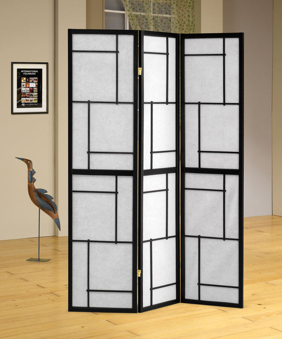 Damis 3-panel Folding Floor Screen Black and White - Royal Furniture & Gifts (MI) - Multi Location