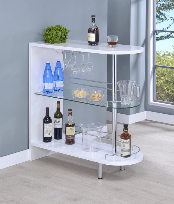 Adolfo 3-tier Bar Table Glossy White and Clear - Royal Furniture & Gifts (MI) - Multi Location