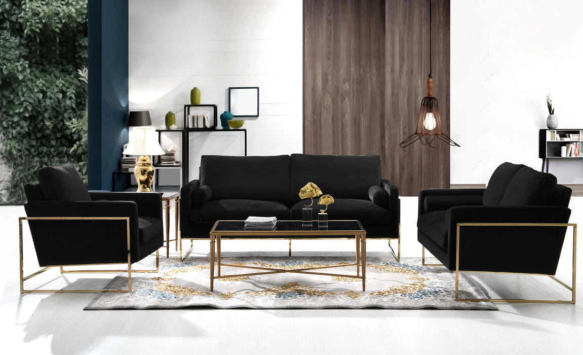 Mila Black Velvet Loveseat