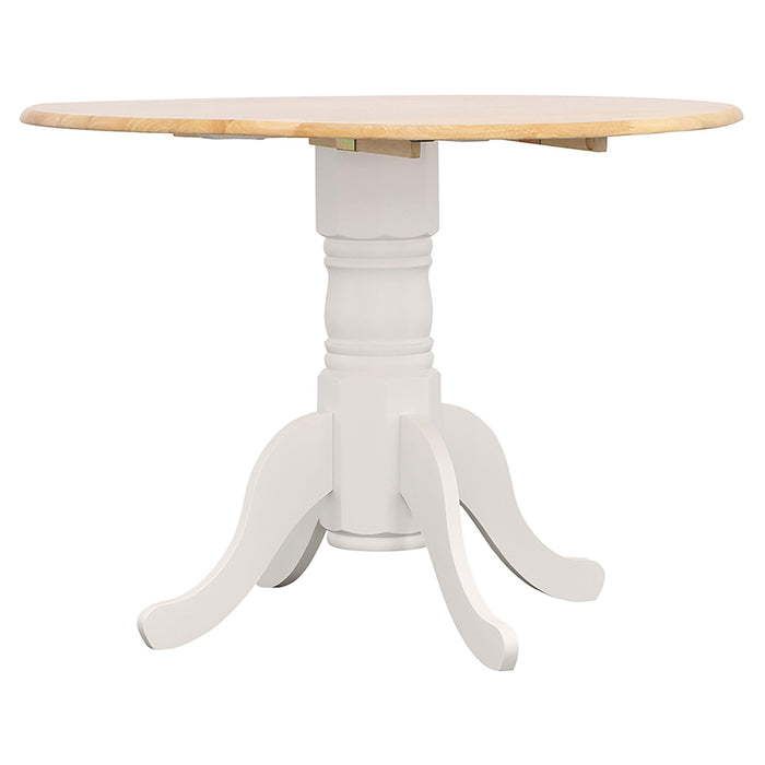 Allison Drop Leaf Round Dining Table Natural Brown and White - Royal Furniture & Gifts (MI) - Multi Location