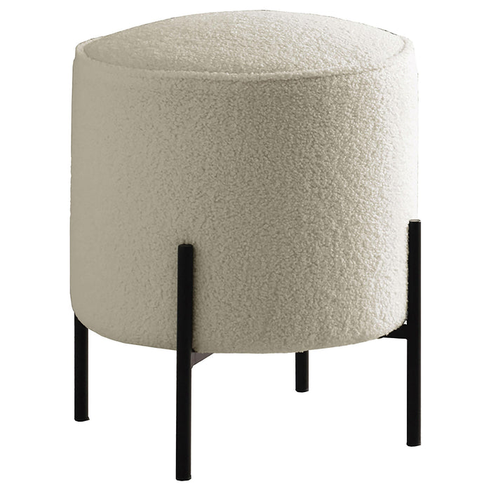 Basye Round Upholstered Ottoman Beige and Matte Black - Royal Furniture & Gifts (MI) - Multi Location