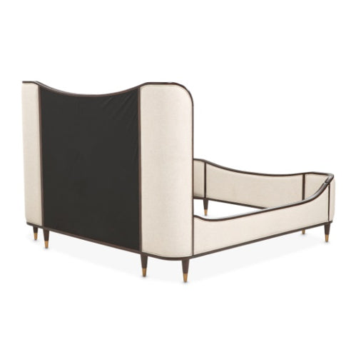 AICO Furniture Camellia Field King Upholstered Panel Bed in Warm Pecan