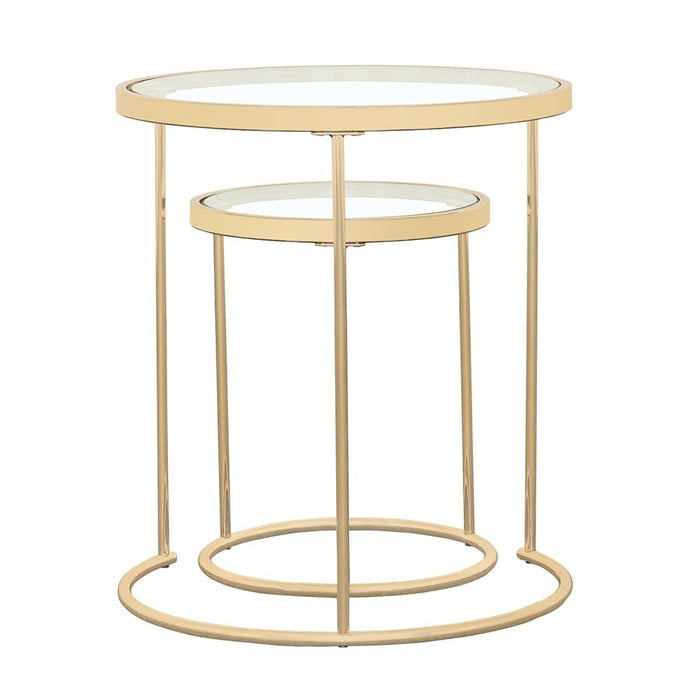 Maylin 2-piece Round Glass Top Nesting Tables Gold - Royal Furniture & Gifts (MI) - Multi Location