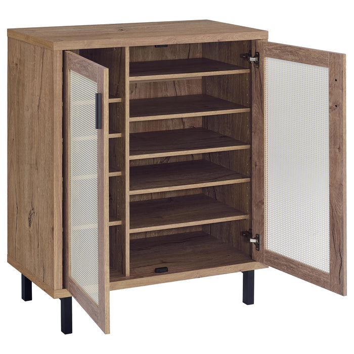 Teller 2-door Shoe Storage Cabinet Natural Oak - Royal Furniture & Gifts (MI) - Multi Location