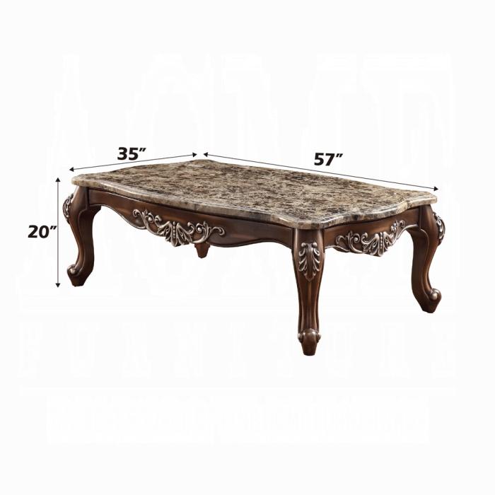 Latisha Marble & Antique Oak Coffee Table - Royal Furniture & Gifts (MI) - Multi Location