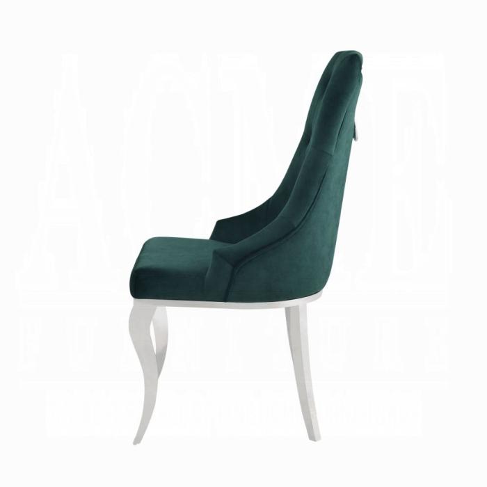 Dekel Green Fabric & Stainless Steel Side Chair - Royal Furniture & Gifts (MI) - Multi Location