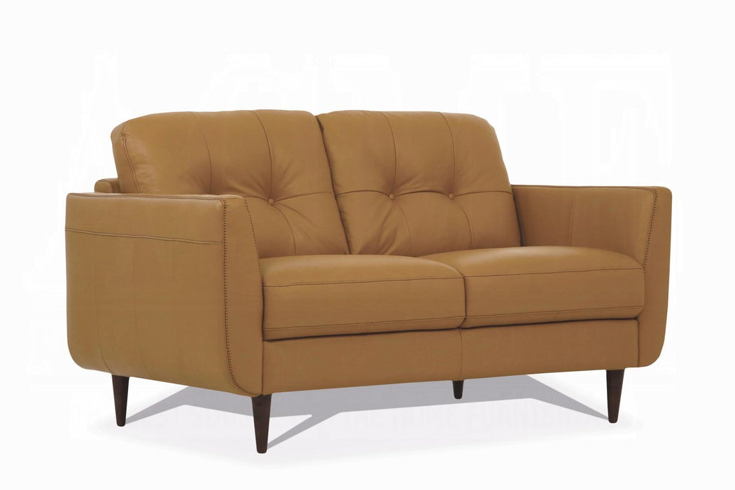 Radwan Camel Leather Loveseat - Royal Furniture & Gifts (MI) - Multi Location
