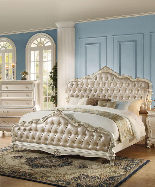 Acme Chantelle King Bed with Button Tufted Panels in Pearl White 23537EK - Royal Furniture & Gifts (MI) - Multi Location