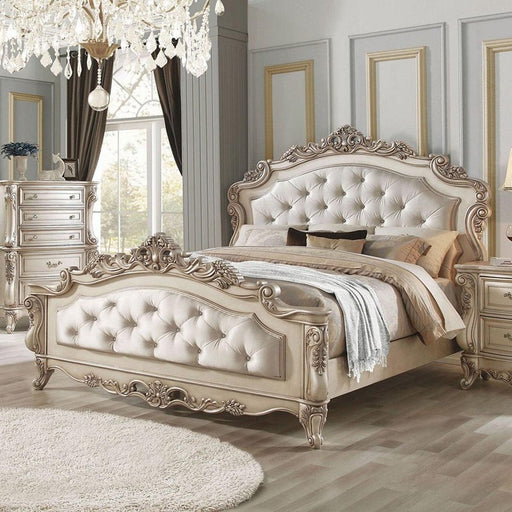 Acme Furniture Gorsedd Queen Panel Bed in Antique White - Royal Furniture & Gifts (MI) - Multi Location