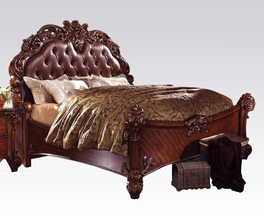 Acme Vendome Queen Panel Bed with Button Tufted Headboard in Cherry 22000Q - Royal Furniture & Gifts (MI) - Multi Location