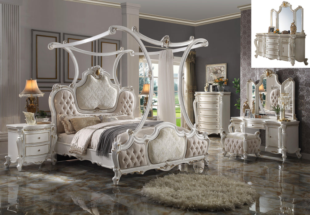 Picardy Fabric & Antique Pearl Eastern King Bed (Canopy) - Royal Furniture & Gifts (MI) - Multi Location