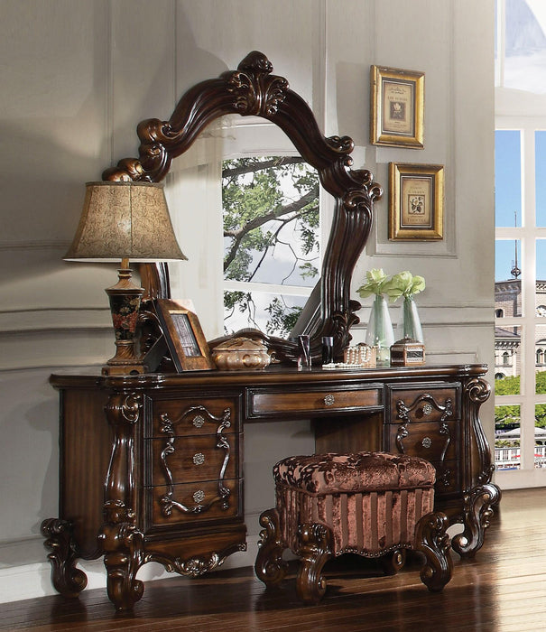 Versailles Fabric & Cherry Oak Vanity Stool - Royal Furniture & Gifts (MI) - Multi Location