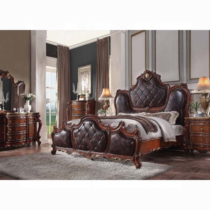 Picardy PU & Cherry Oak Eastern King Bed - Royal Furniture & Gifts (MI) - Multi Location
