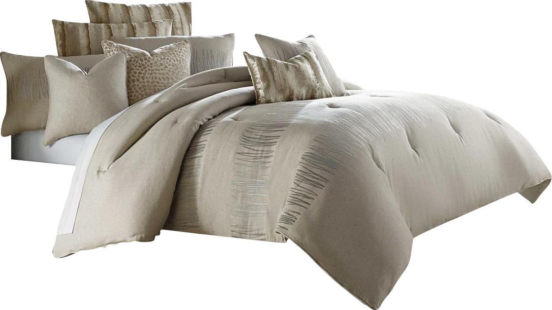 Captiva 9-pc Queen Comforter Set in Neutral - Royal Furniture & Gifts (MI) - Multi Location