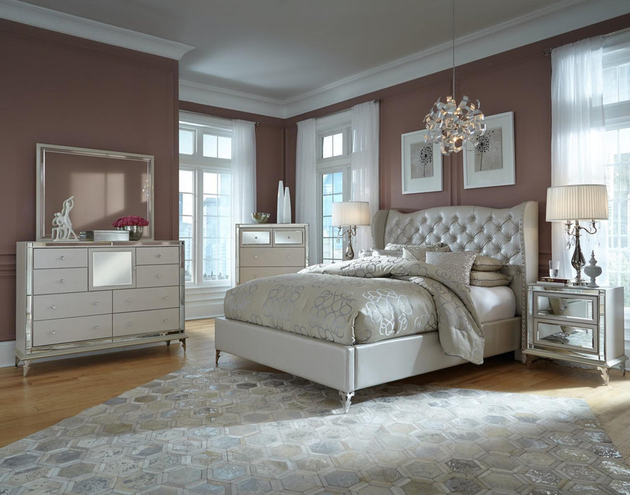 Hollywood Loft Upholstered Nightstand in Frost - Royal Furniture & Gifts (MI) - Multi Location