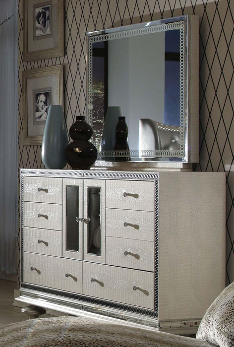 Hollywood Swank Upholstered Dresser in Crystal Croc - Royal Furniture & Gifts (MI) - Multi Location