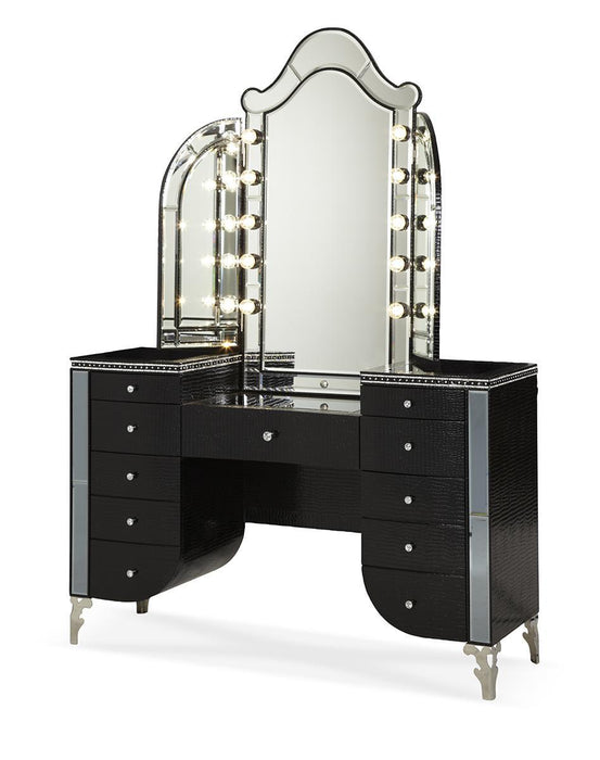 Hollywood Swank Vanity Mirror in Black Iguana - Royal Furniture & Gifts (MI) - Multi Location