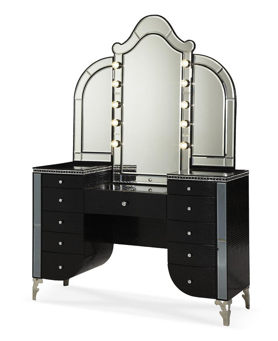 Hollywood Swank Vanity Mirror in Black Iguana - Royal Furniture & Gifts (MI) - Multi Location