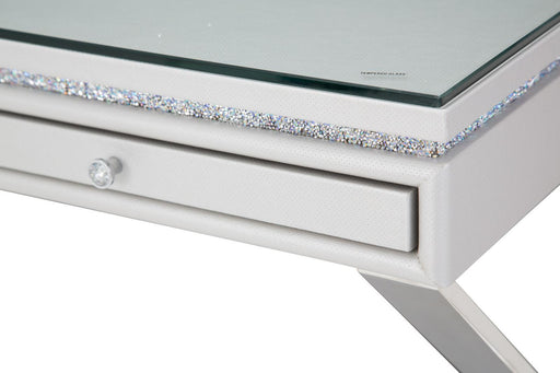 Melrose Plaza Writing Desk with Glass Top in Dove 9019277-217-118 - Royal Furniture & Gifts (MI) - Multi Location