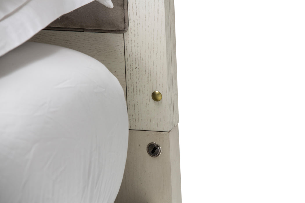 Menlo Station Queen Panel Bed w/ Fabric Insert in Eucalyptus - Royal Furniture & Gifts (MI) - Multi Location