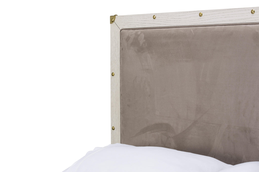 Menlo Station Queen Panel Bed w/ Fabric Insert in Eucalyptus - Royal Furniture & Gifts (MI) - Multi Location