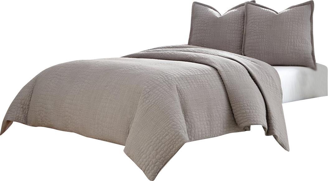 Trent 3-pc Queen Coverlet/Duvet Set in Gray - Royal Furniture & Gifts (MI) - Multi Location