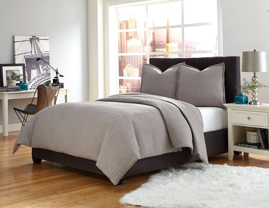 Trent 3-pc Queen Coverlet/Duvet Set in Gray - Royal Furniture & Gifts (MI) - Multi Location