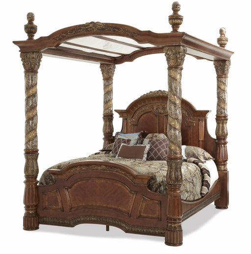 Villa Valencia King Poster Bed with Canopy in Chestnut - Royal Furniture & Gifts (MI) - Multi Location