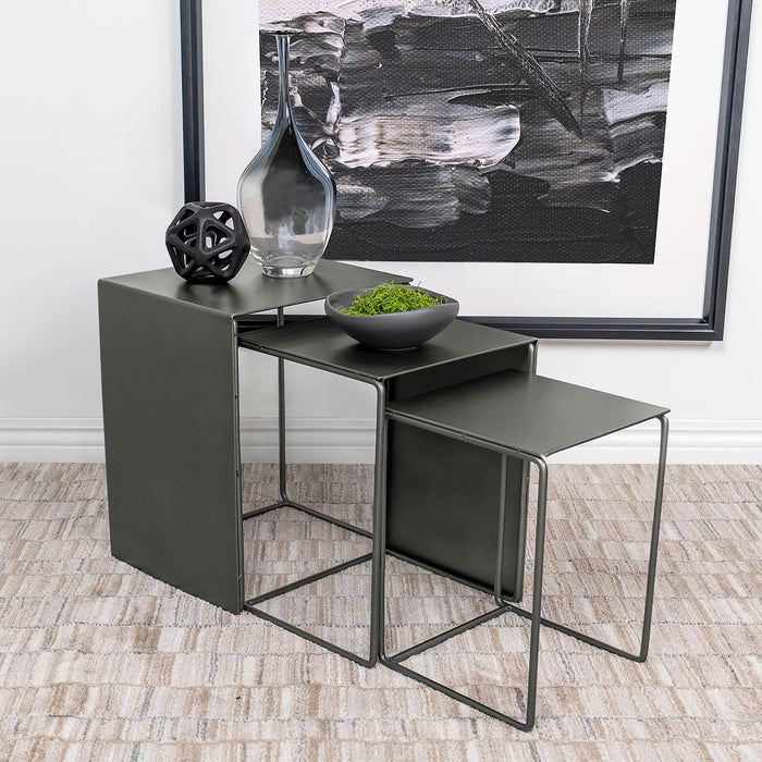 Imez 3-piece Rectangular Metal Nesting Table Grey - Royal Furniture & Gifts (MI) - Multi Location