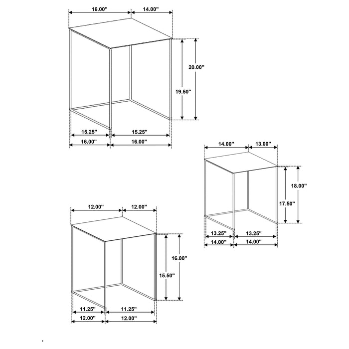 Imez 3-piece Rectangular Metal Nesting Table Grey - Royal Furniture & Gifts (MI) - Multi Location