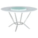 Abby Round Dining Table with Lazy Susan White and Chrome - Royal Furniture & Gifts (MI) - Multi Location