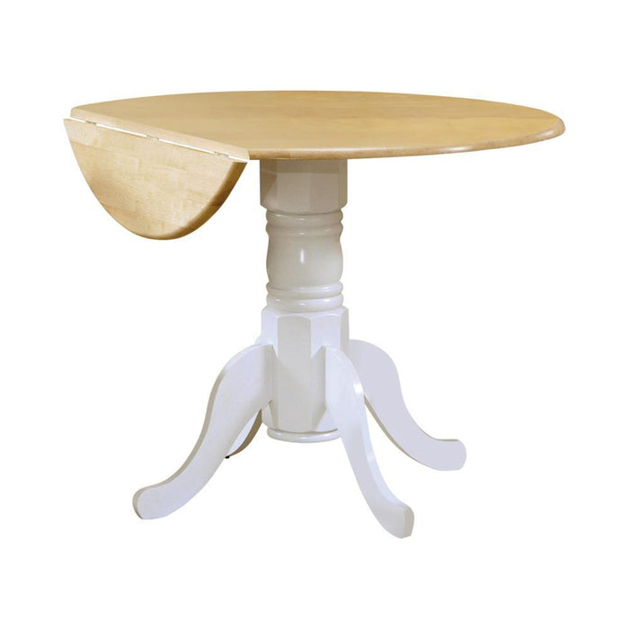 Allison Drop Leaf Round Dining Table Natural Brown and White - Royal Furniture & Gifts (MI) - Multi Location