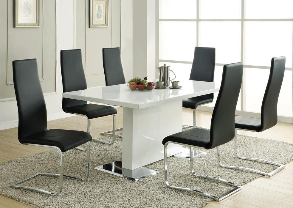 Anges T-shaped Pedestal Dining Table Glossy White - Royal Furniture & Gifts (MI) - Multi Location