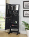 Cortez Storage Jewelry Cheval Mirror Black - Royal Furniture & Gifts (MI) - Multi Location