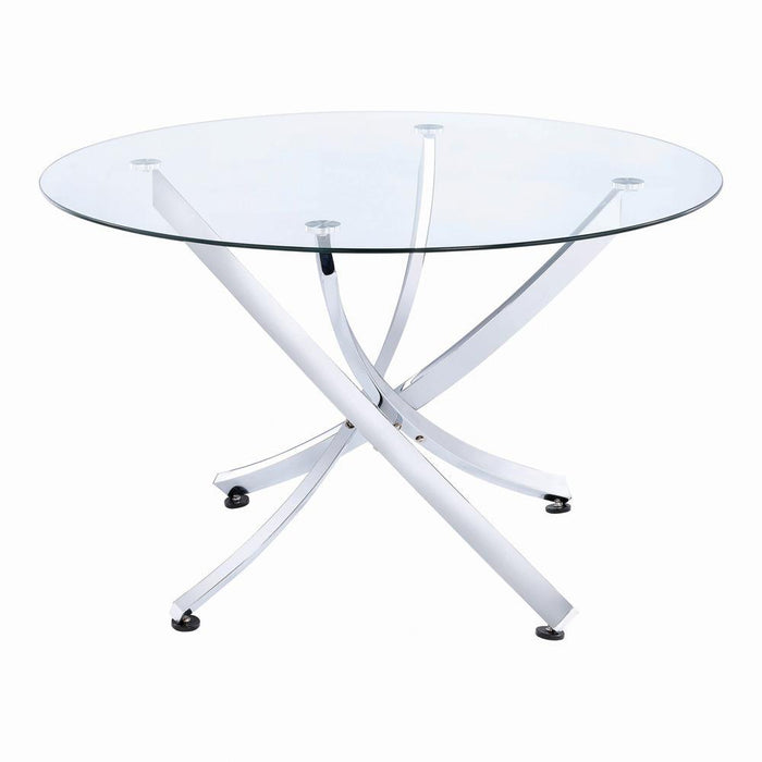 Beckham Round Dining Table Chrome and Clear - Royal Furniture & Gifts (MI) - Multi Location