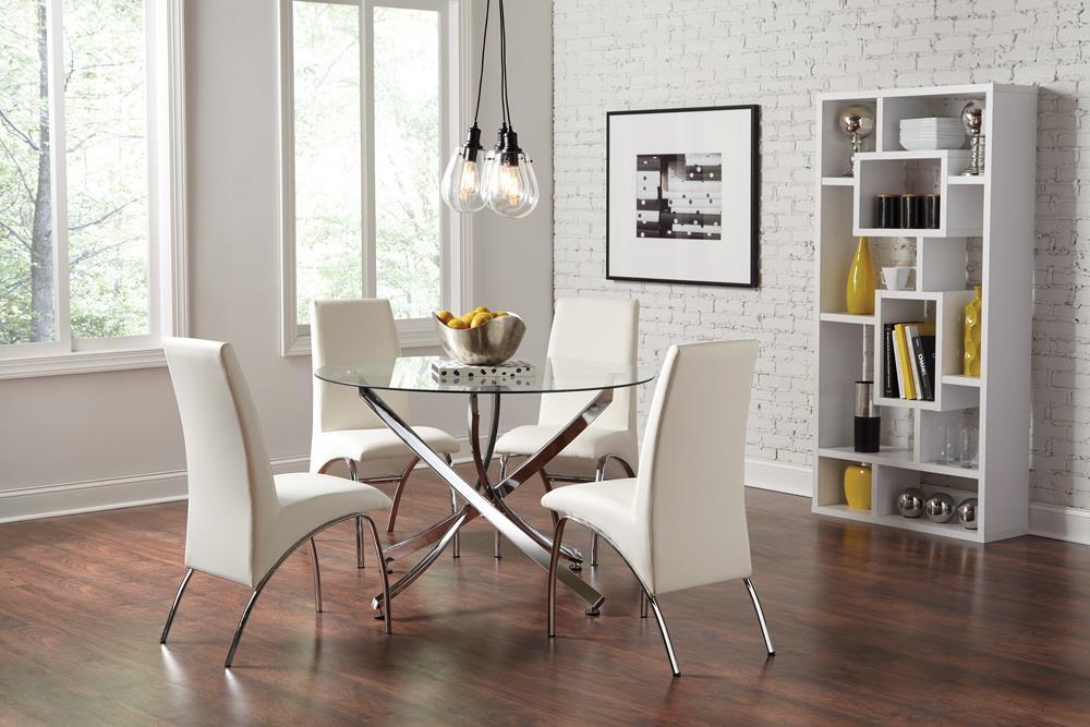 Beckham Round Dining Table Chrome and Clear - Royal Furniture & Gifts (MI) - Multi Location